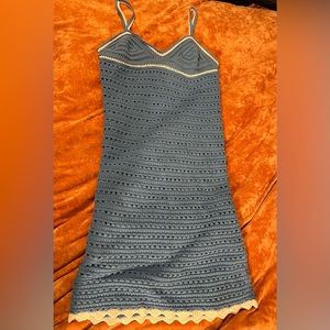 Willow & Wind Crochet Sundress Women Blue & White Bodycon C11